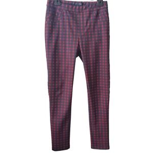 Sanctuary X Anthro Finchley Size M Red Navy Plaid High Rise Legging Pant NWOT